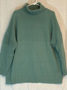 SHEIN Teal Green Oversized Turtleneck Sweater